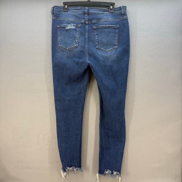 Vervet Blue Jeans Women's 32 (14) Ankle Skinny Button Fly Factory Distressing - Picture 2 of 13